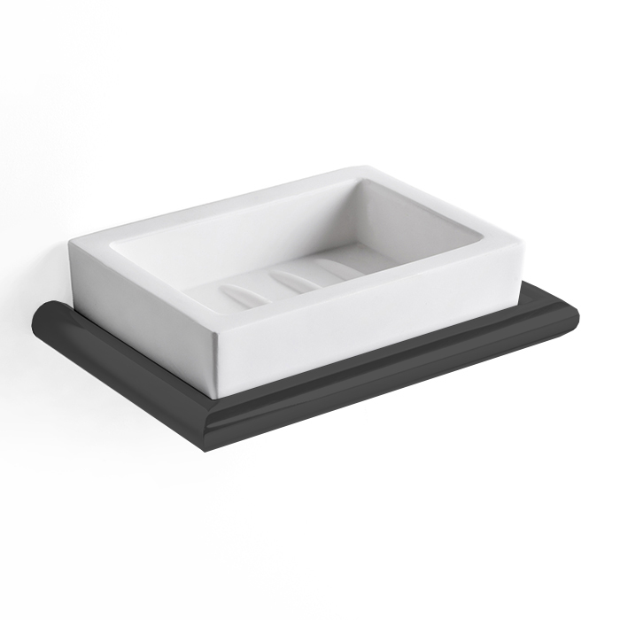 3SC Guy Мыльница с композитной чашей Solid Surface, подвесная, цвет: черный матовый GU01NO