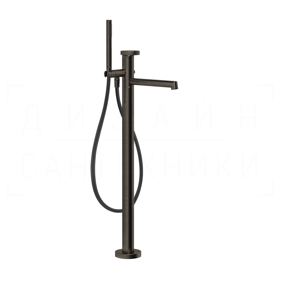 Gessi Anello Смеситель для ванны напольный, с душевым гарнитуром, излив 26 см, цвет: aged bronze 63328#187