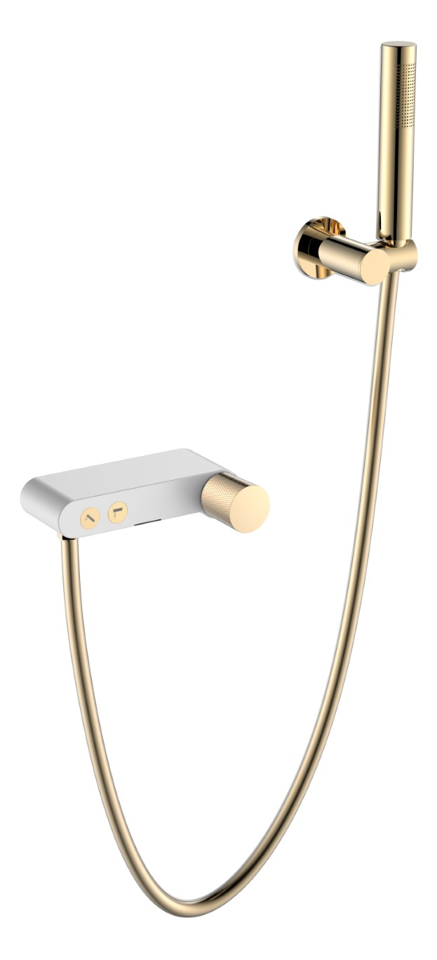 Boheme Stick Touch Смеситель для ванны с душевым комплектом: ручной душ, излив, цвет: white/gold 123-WG.2