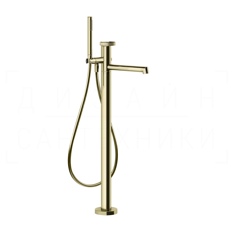 Gessi Anello Смеситель для ванны напольный, с душевым гарнитуром, излив 26 см, цвет: brass PVD 63328#710