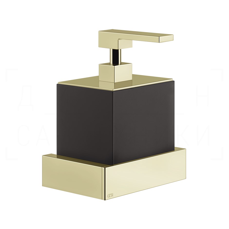 Gessi Inverso/Rettangolo Дозатор для жидкого мыла подвесной, колба Neolite, цвет: black/brass PVD 20814#710