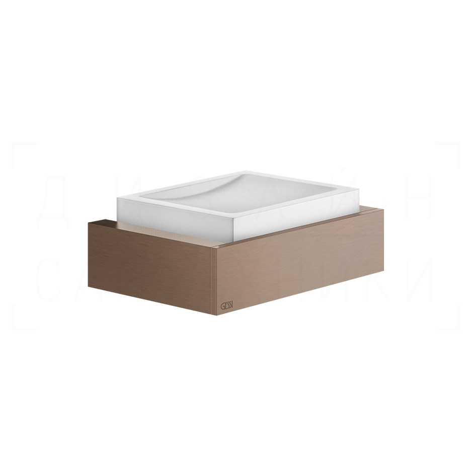 Gessi Inverso/Rettangolo Мыльница с чашей Neolite, подвесная, цвет: white/copper brushed PVD 20801#708