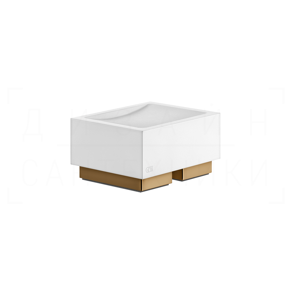 Gessi Inverso/Rettangolo Мыльница с чашей Neolite, настольная, цвет: white/warm bronze PVD 20825#735