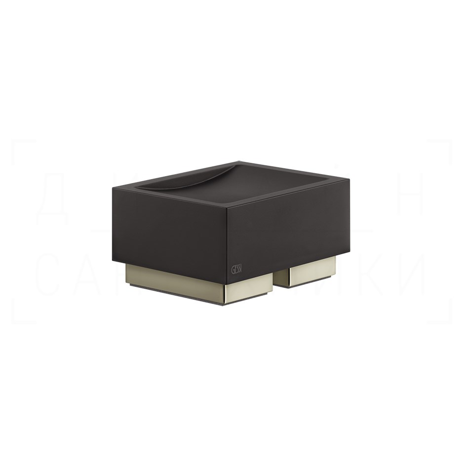 Gessi Inverso/Rettangolo Мыльница с керамической чашей Neolite, настольная, цвет: black/nickel PVD 20826#720