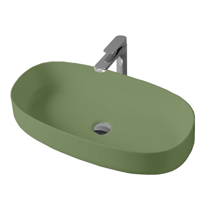 ArtCeram Cognac Раковина чаша 68x35x15h см, без перелива, покрытие Saniglaze, цвет: green salvia COL005 44 00