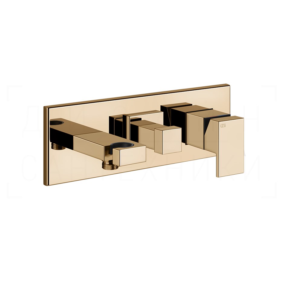 Gessi Rettangolo Смеситель для душа встраиваемый, на 2 потреб., внешняя часть, цвет: warm bronze PVD 44910#735