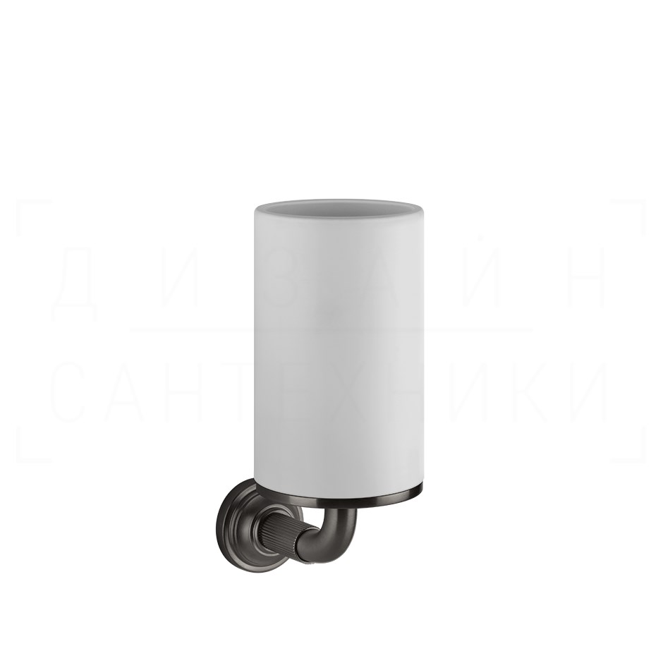 Gessi Venti20 Стакан подвесной, керамический Neolite, цвет: white/black metal brushed PVD 65407#707