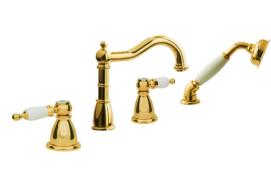 Boheme Oro Spirale Смеситель на борт ванны, на 4 отверстия, с ручным душем, цвет: gold 395