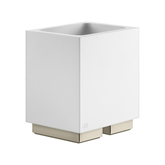 Gessi Inverso/Rettangolo Стакан настольный, белый керамический, цвет: warm bronze brushed PVD 20831#726