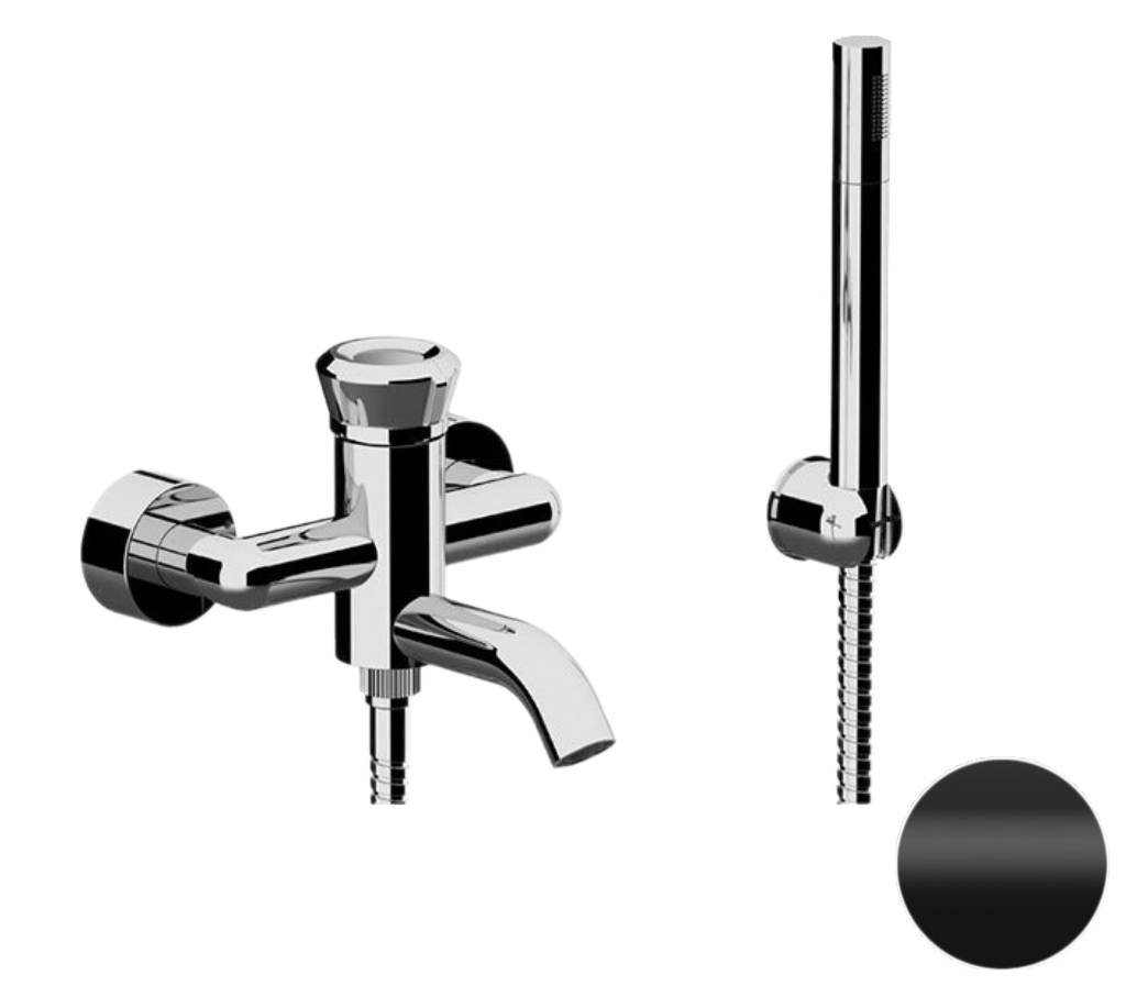 Remer Element Смеситель для ванны с душем, лейка, держатель, шланг 150 см, цвет: nero opaco ET02NO