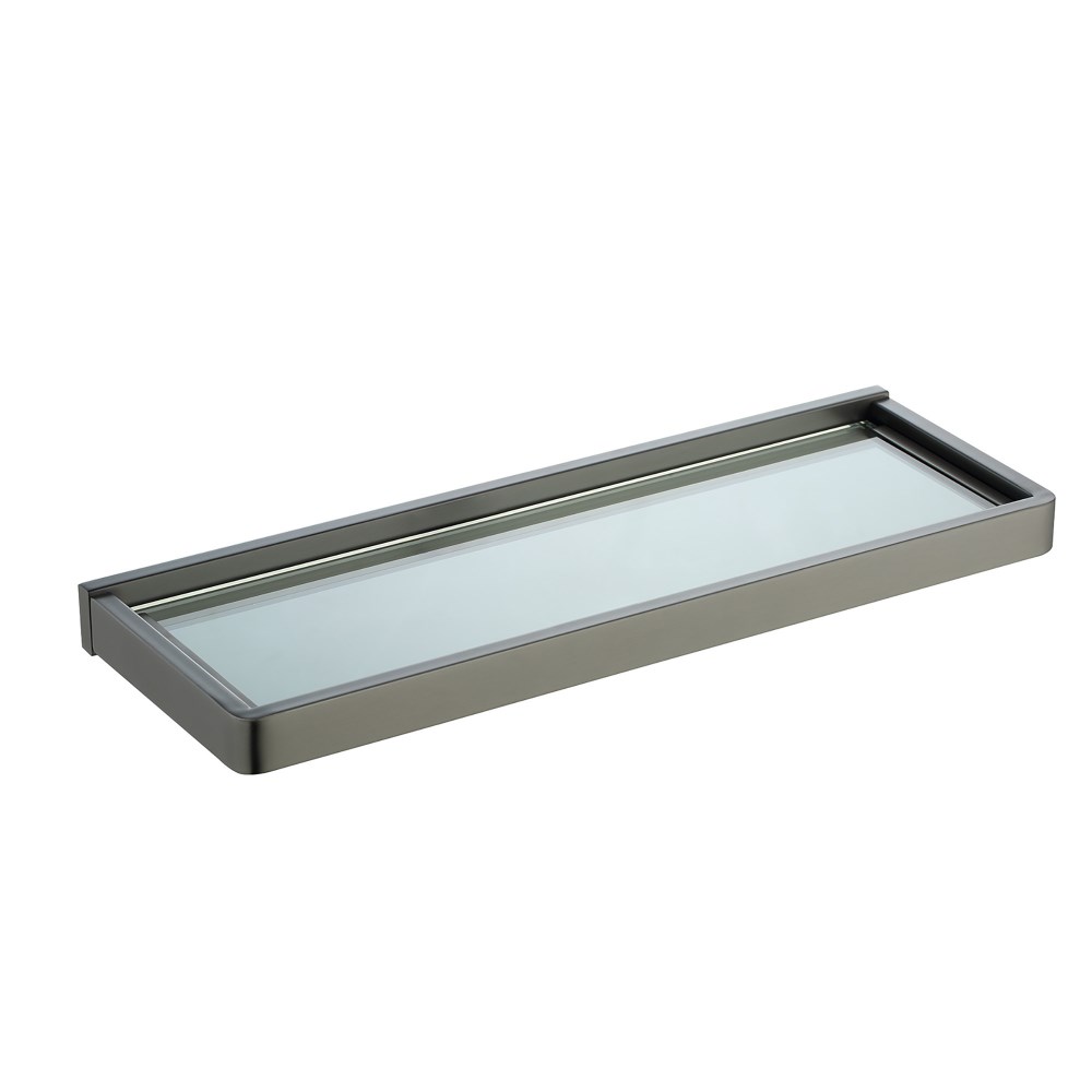 Abber Westen Полка стеклянная 40x14 см, подвесная, прозрачное стекло, цвет: оружейная сталь AA1759NG
