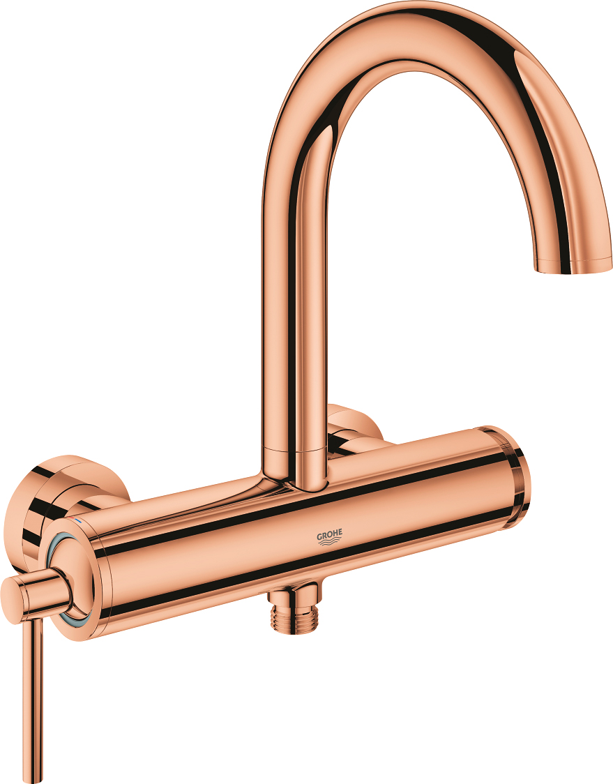 Grohe Atrio New Смеситель для ванны с душем на 2 отверстия, излив 23,7 см, цвет: теплый закат 32652DA3