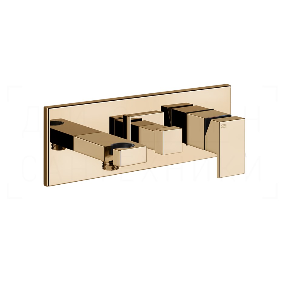 Gessi Rettangolo Смеситель для душа встраиваемый, на 2 потреб., внешняя часть, цвет: warm bronze PVD 44911#735