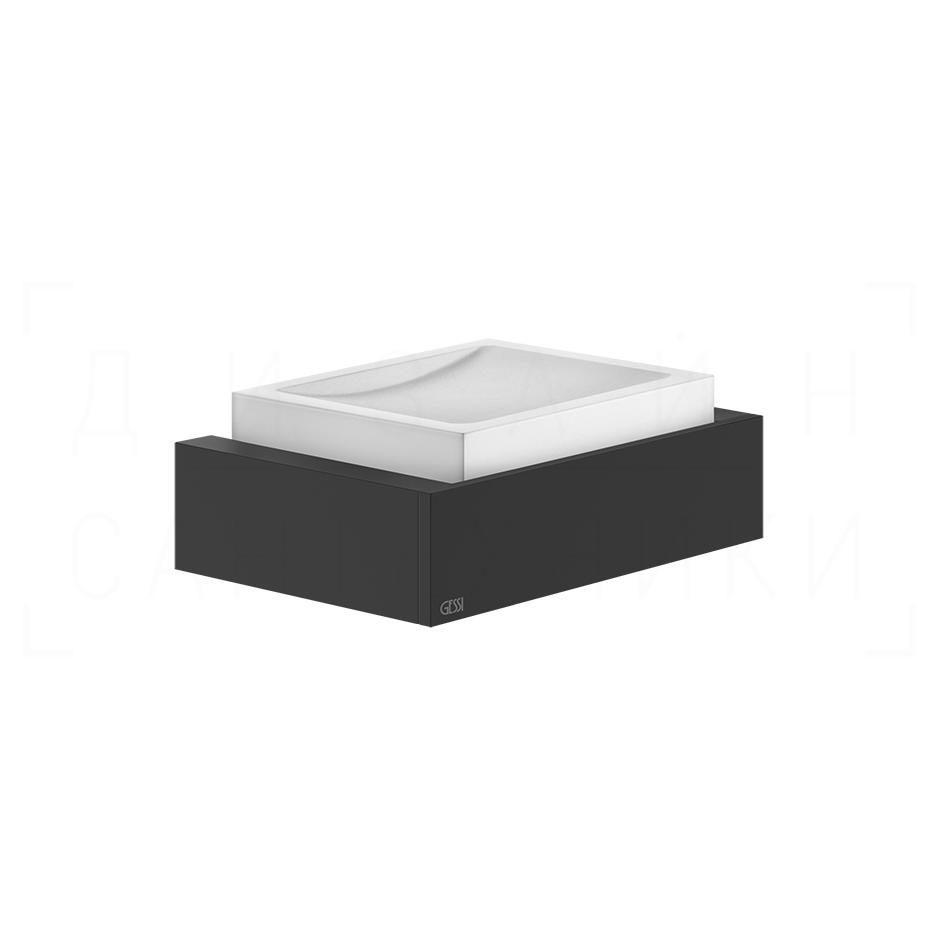 Gessi Inverso/Rettangolo Мыльница с керамической чашей Neolite, подвесная, цвет: white/matte black 20801#299