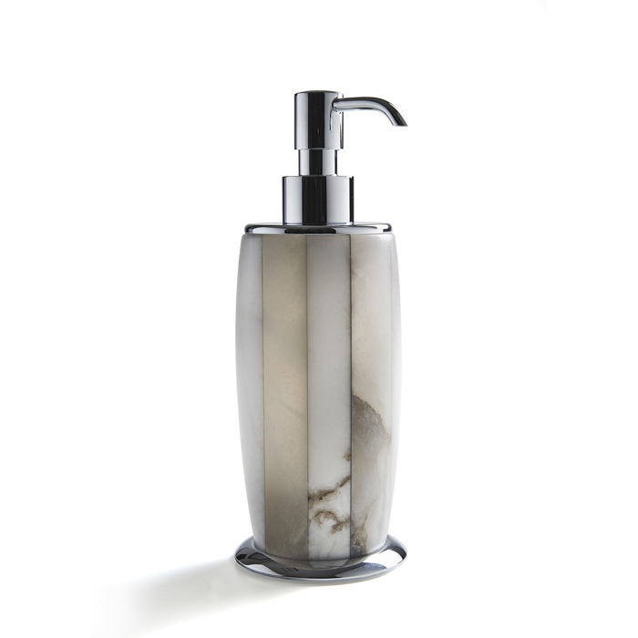 3SC Rigato Дозатор для жидкого мыла настольный, алебастровая колба, цвет: polished satin nickel AL01DNK