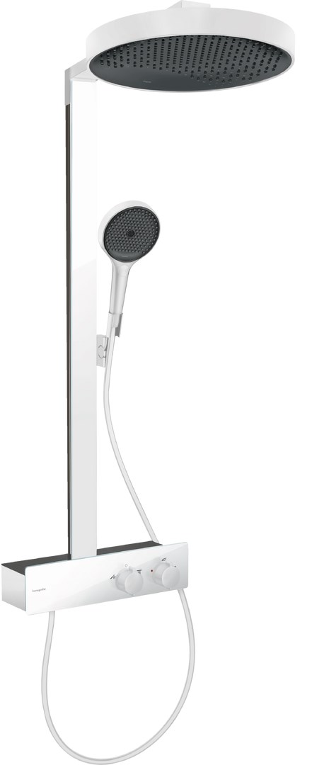 Hansgrohe Rainfinity Душевая стойка: термостат, верхний душ 36 см, шланг, цвет: матовый белый 26853700