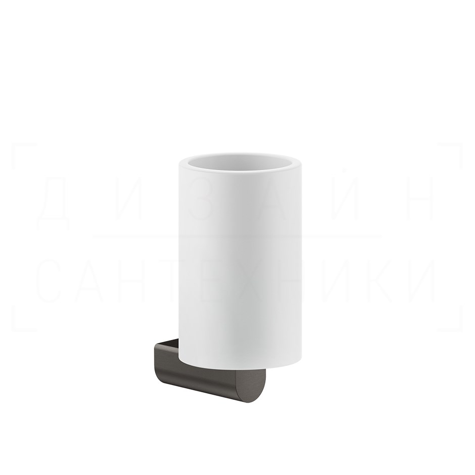Gessi Rilievo Стакан подвесной, керамический Neolite, цвет: white/black metal brushed PVD 59507#707