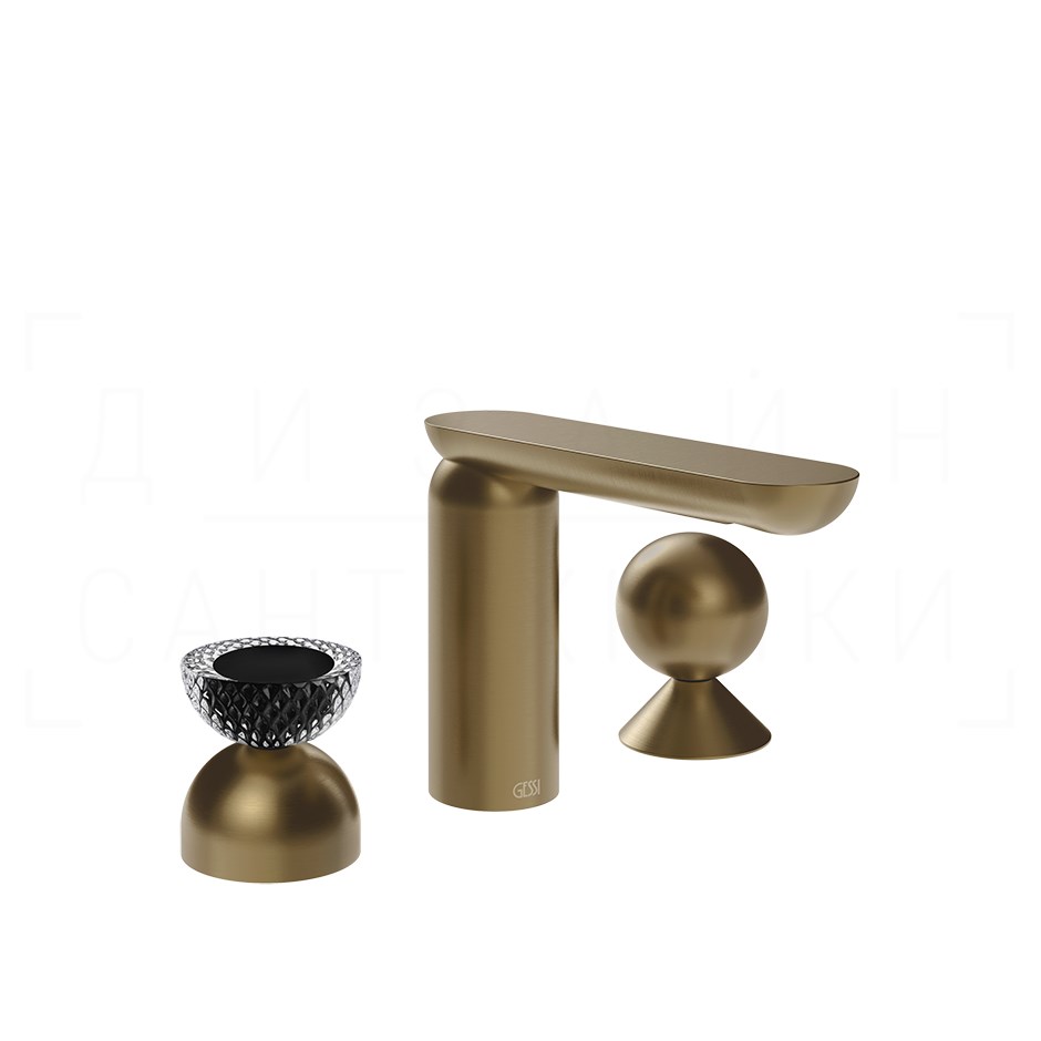 Gessi Perle Смеситель для раковины на 3 отв., без д/к, излив 13,2 см, цвет: deep bronze brushed PVD 74708#791