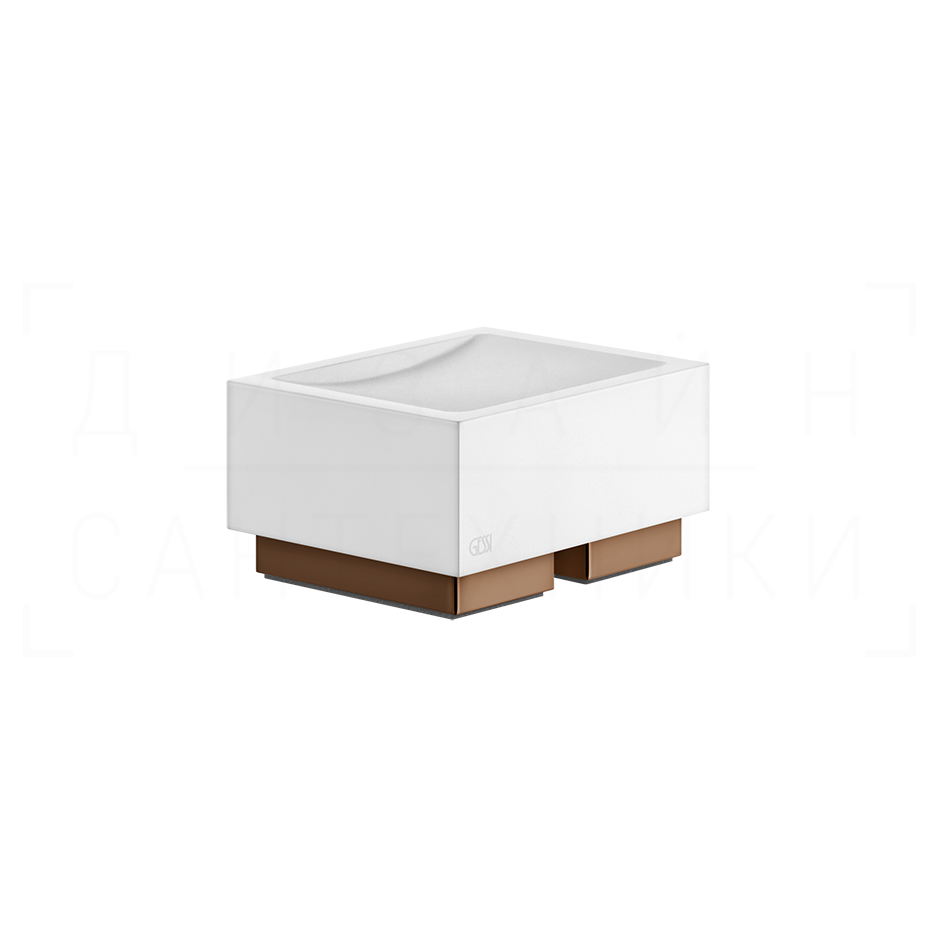 Gessi Inverso/Rettangolo Мыльница с керамической чашей Neolite, настольная, цвет: white/copper PVD 20825#030