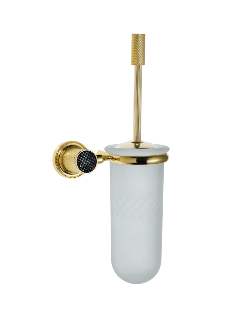 Boheme Royal Cristal Ершик для унитаза подвесной со стеклянной колбой, цвет: gold/black 10933-G-B