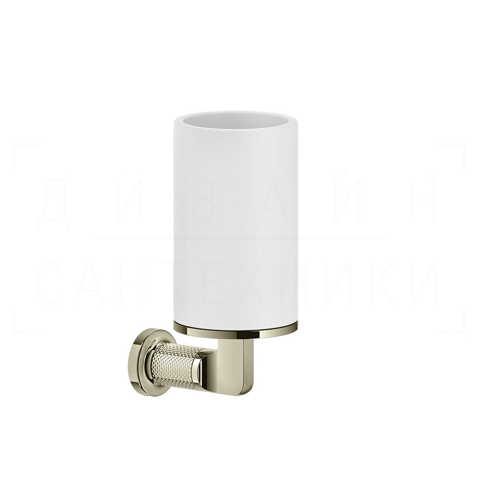 Gessi Inciso Стакан подвесной, керамический Neolite, цвет: white/nickel PVD 58507#720