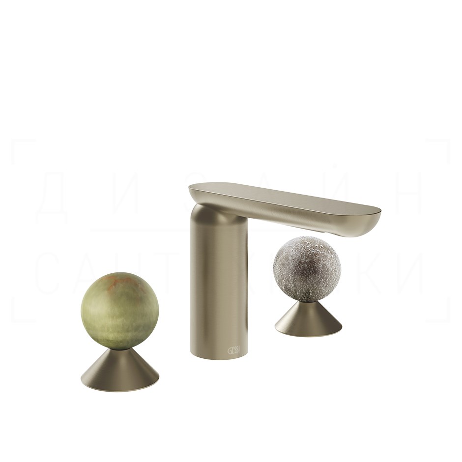Gessi Perle Смеситель для раковины на 3 отв., без д/к, излив 13,2 см, цвет: finox brushed nickel 74565#149