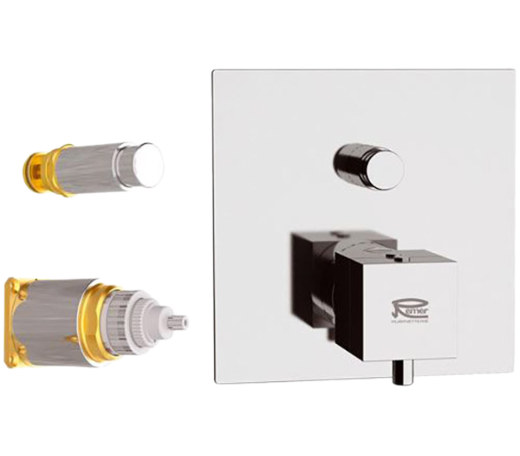 Remer Q-Elegance Термостат для ванны встраиваемый на 2 потребителя, внешняя часть, цвет: cromo QT09KB
