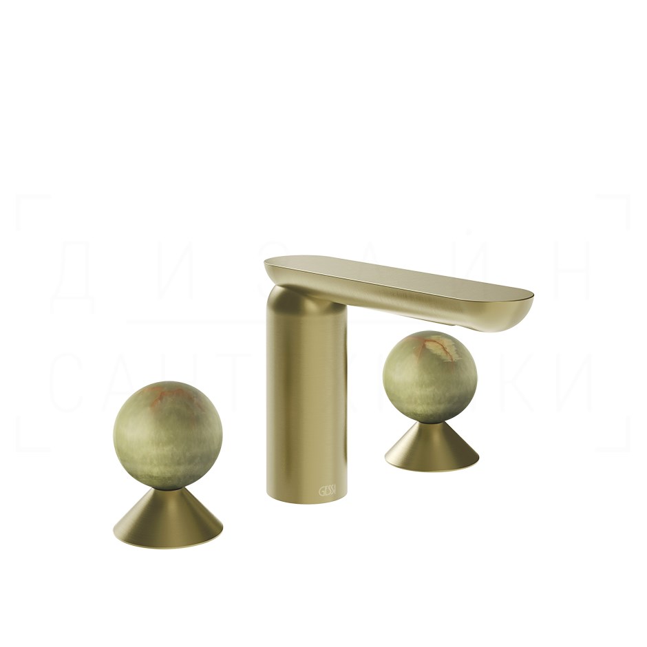 Gessi Perle Смеситель для раковины на 3 отв., без д/к, излив 13,2 см, цвет: brushed brass PVD 74555#727