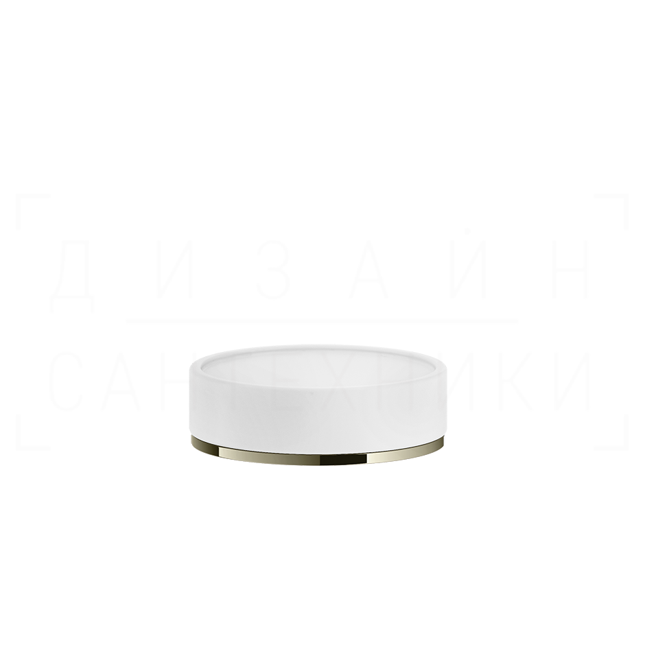 Gessi Inciso Мыльница с керамической чашей Neolite, настольная, цвет: white/nickel PVD 58525#720