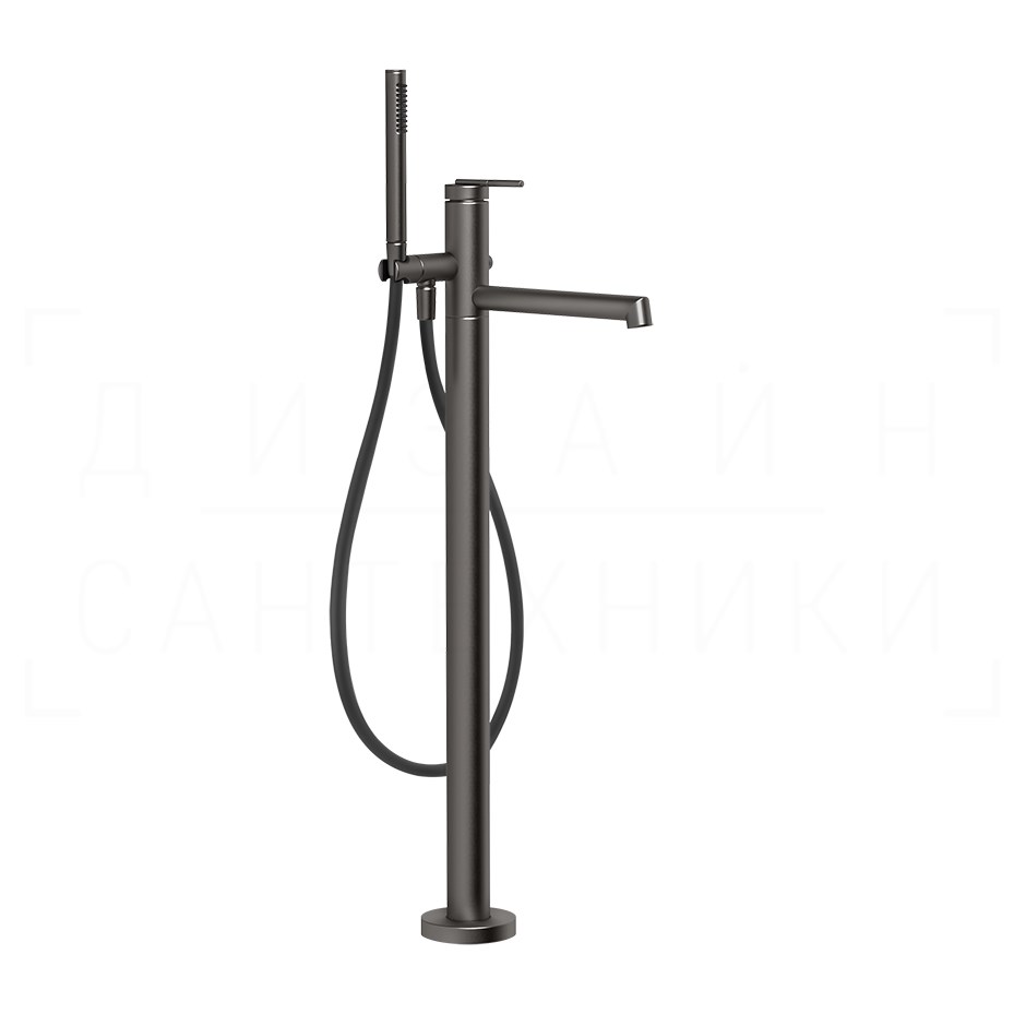 Gessi Ingranaggio Смеситель для ванны напольный, с душевым гарн., излив 26 см, цвет: black metal PVD 63528#707