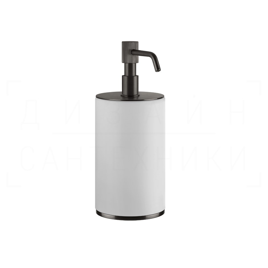 Gessi Venti20 Дозатор для жидкого мыла настольн., колба Neolite, цвет: white/black metal brushed PVD 65437#707