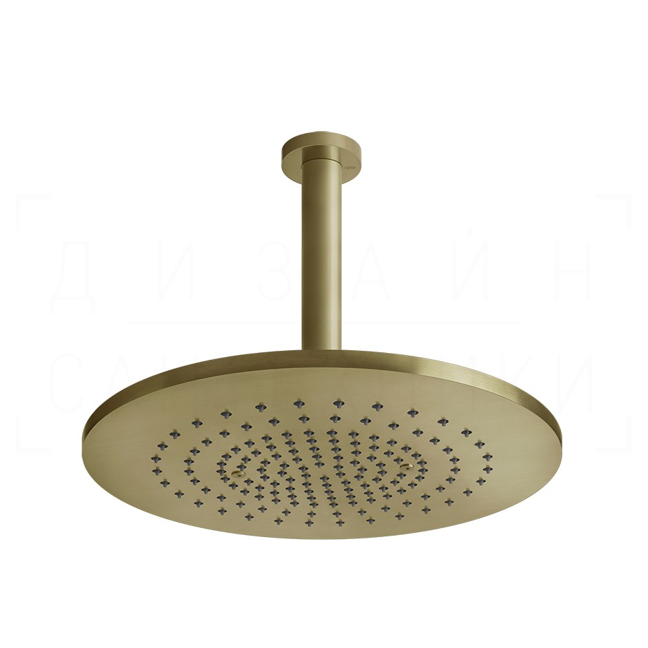 Gessi 316 Верхний душ d35,5 см, потолочный кронштейн, 1 вид струи, цвет: brushed brass PVD 54152#727
