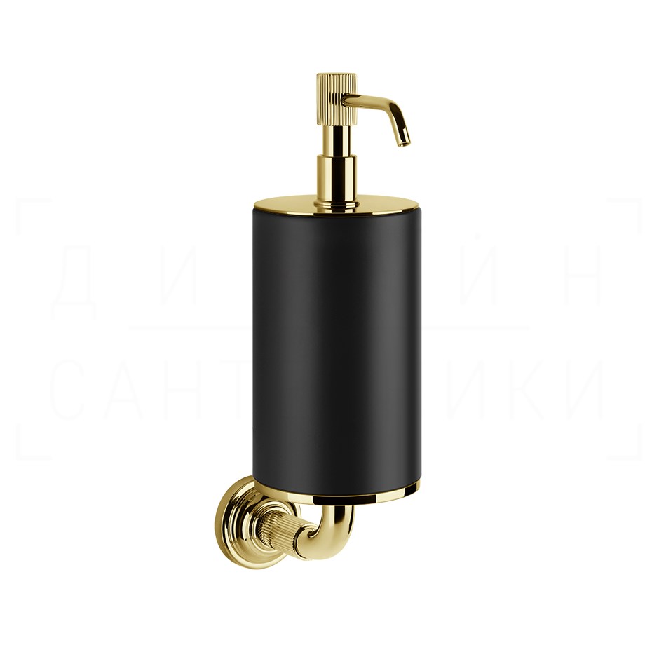 Gessi Venti20 Дозатор для жидкого мыла подвесной, керамическая колба Neolite, цвет: black/gold PVD 65414#246