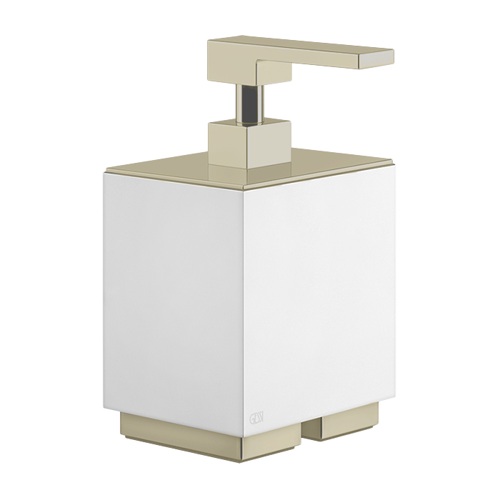 Gessi Inverso/Rettangolo Дозатор для жидкого мыла, наст., белая колба, цвет: warm bronze brushed PVD 20837#726