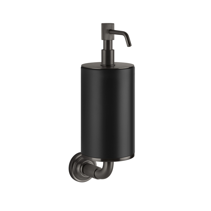 Gessi Venti20 Дозатор для жидкого мыла, подвесной, композитная колба, цвет: black metal brushed PVD 65414#707