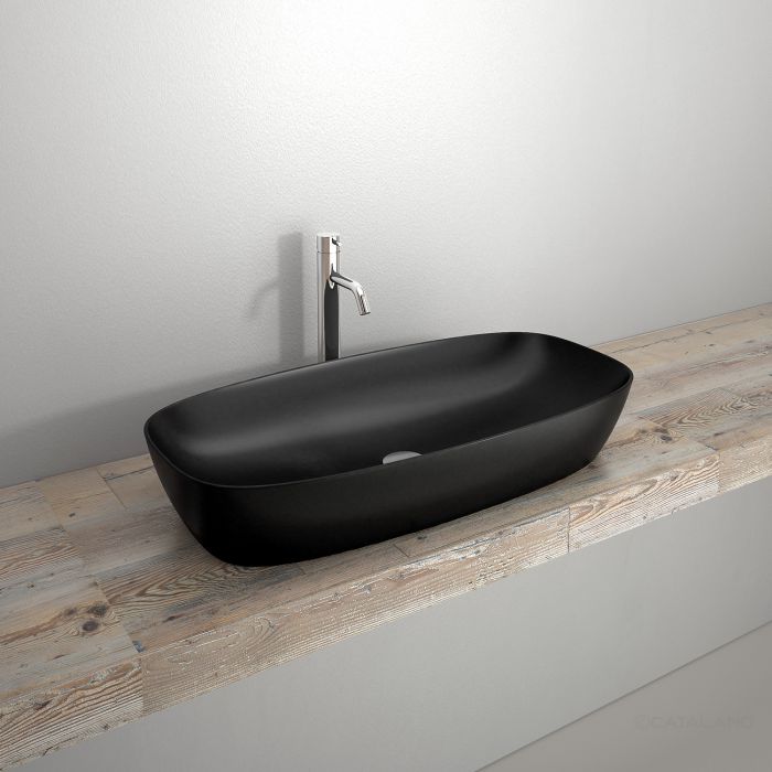 Catalano Zero Раковина чаша 80x40x14h см, без перелива, покрытие Cataglaze, цвет: черный матовый 0622800022