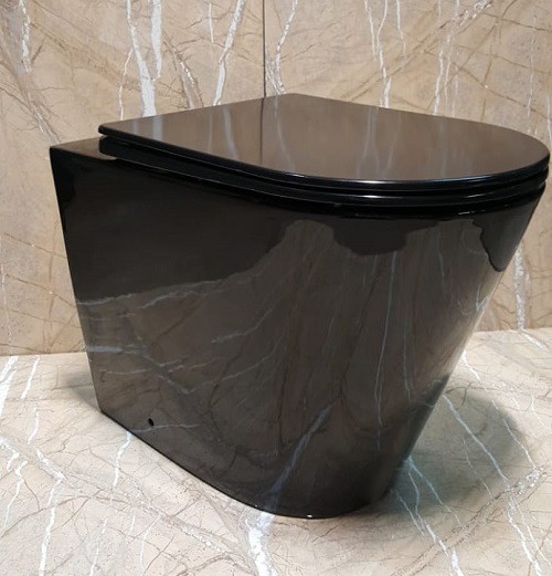 Ceramalux Унитаз приставной 36x55,5x41h, с сиденьем, цвет: черный глянцевый 3178-18