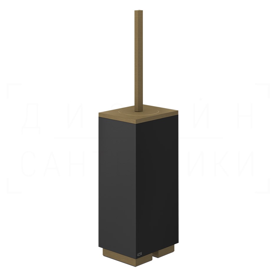 Gessi Inverso/Rettangolo Ершик для унитаза напольный, колба Neolite, цвет: black/antique brass 20844#713