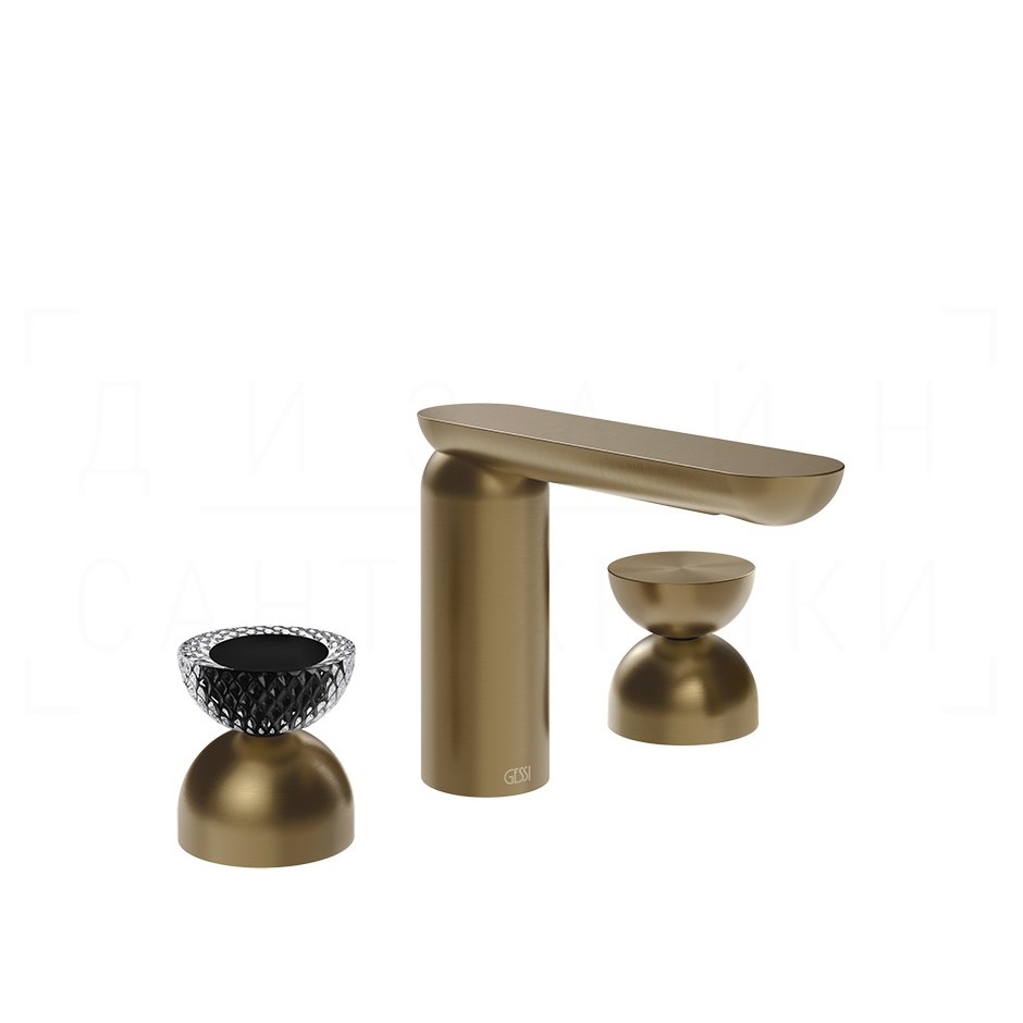 Gessi Perle Смеситель для раковины на 3 отв., без д/к, излив 13,2 см, цвет: deep bronze brushed PVD 74796#791