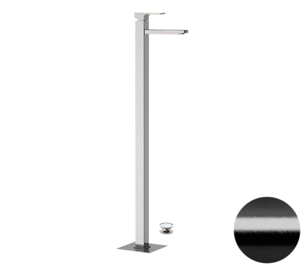 Remer Absolute Смеситель для раковины напольный, д/к, излив 17,8 см, цвет: cromo nero spazzolato AU18CFP