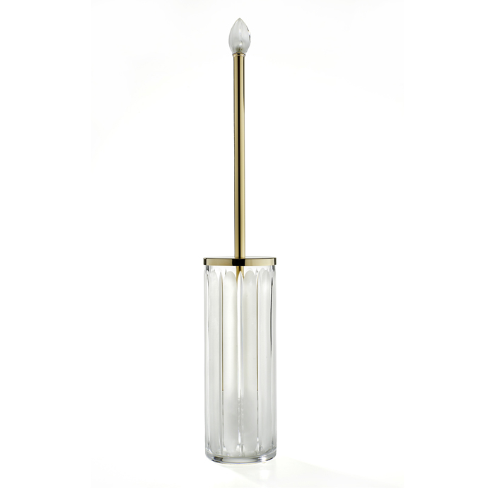 3SC Montblanc Ершик для унитаза напольная со стеклянной колбой, цвет: Clear Crystal/Matt Gold 24Kt MB17ACRGO