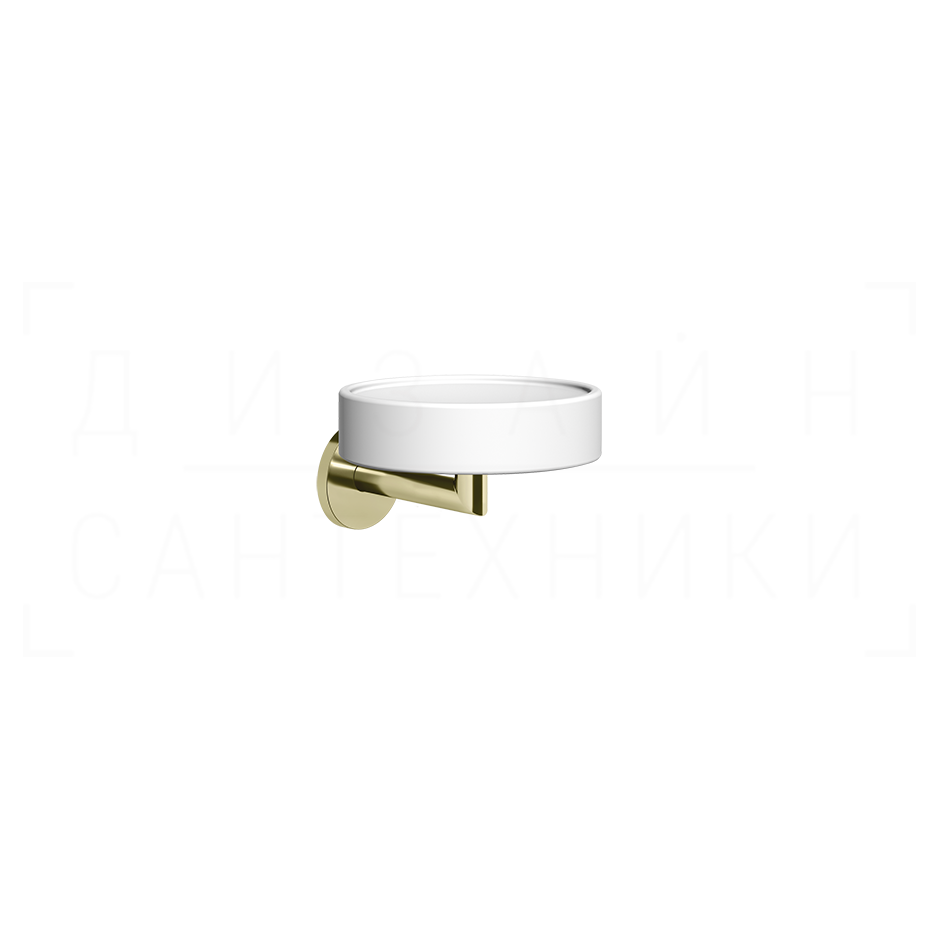 Gessi Ventaglio Мыльница с керамической чашей Neolite, подвесная, цвет: white/brass PVD 63601#710