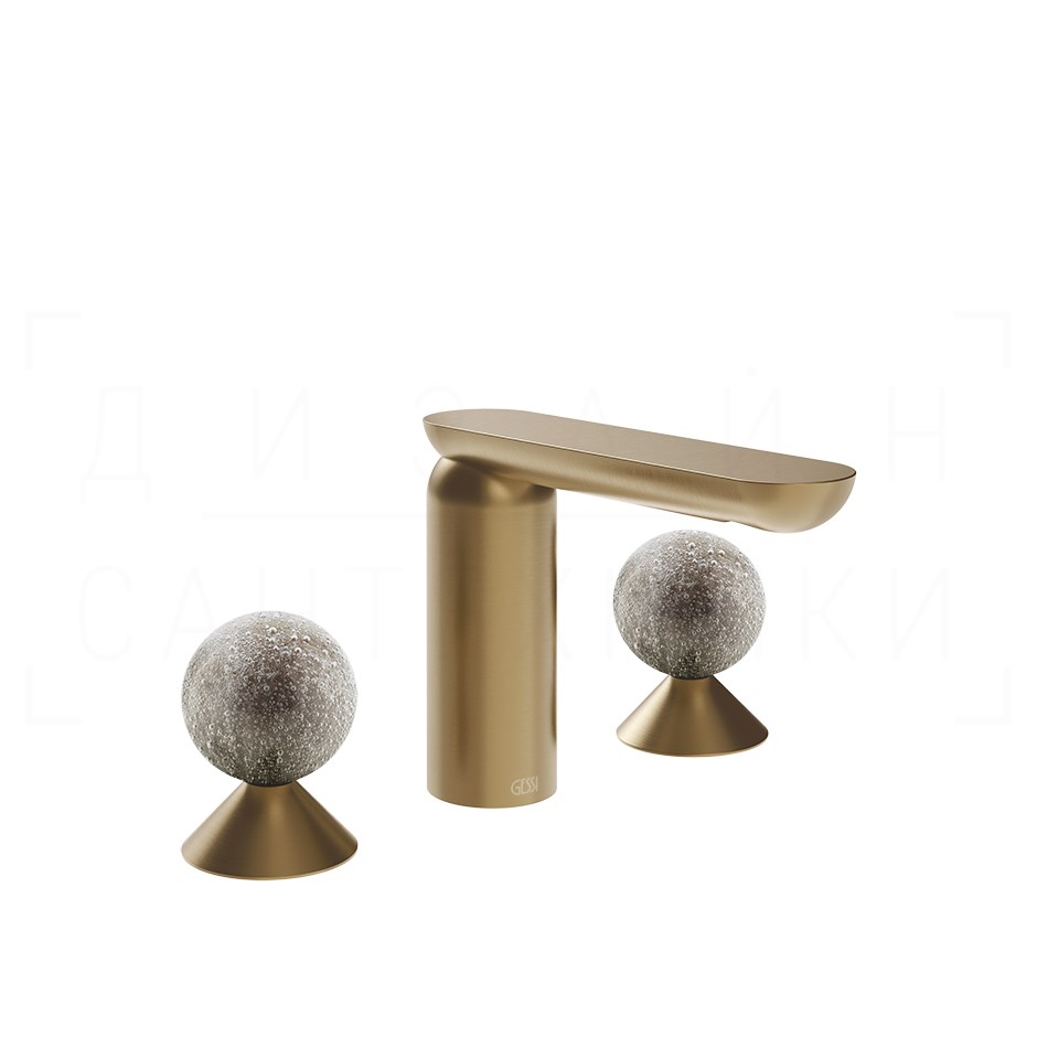 Gessi Perle Смеситель для раковины на 3 отв., без д/к, излив 13,2 см, цвет: warm bronze brushed PVD 74665#726