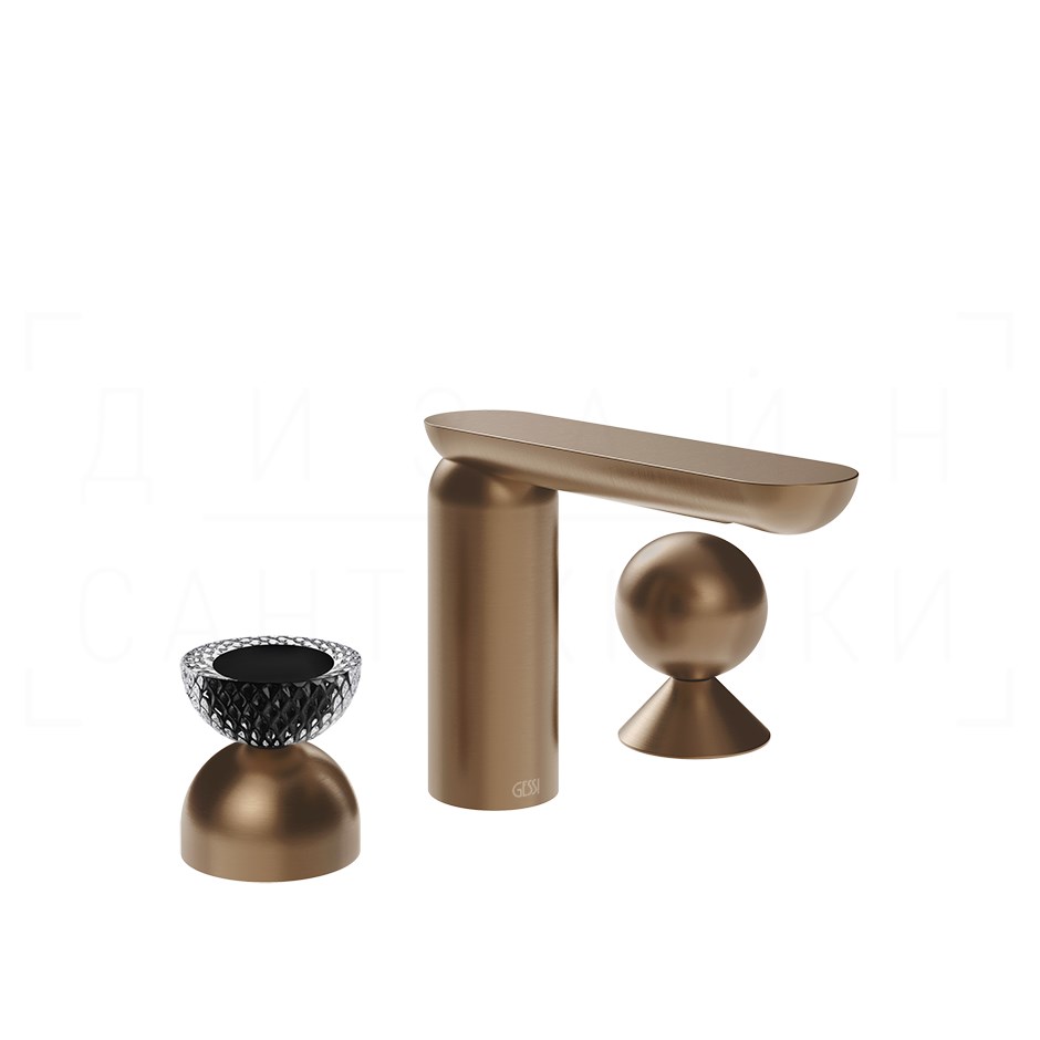 Gessi Perle Смеситель для раковины на 3 отв., без д/к, излив 13,2 см, цвет: copper brushed PVD 74708#708