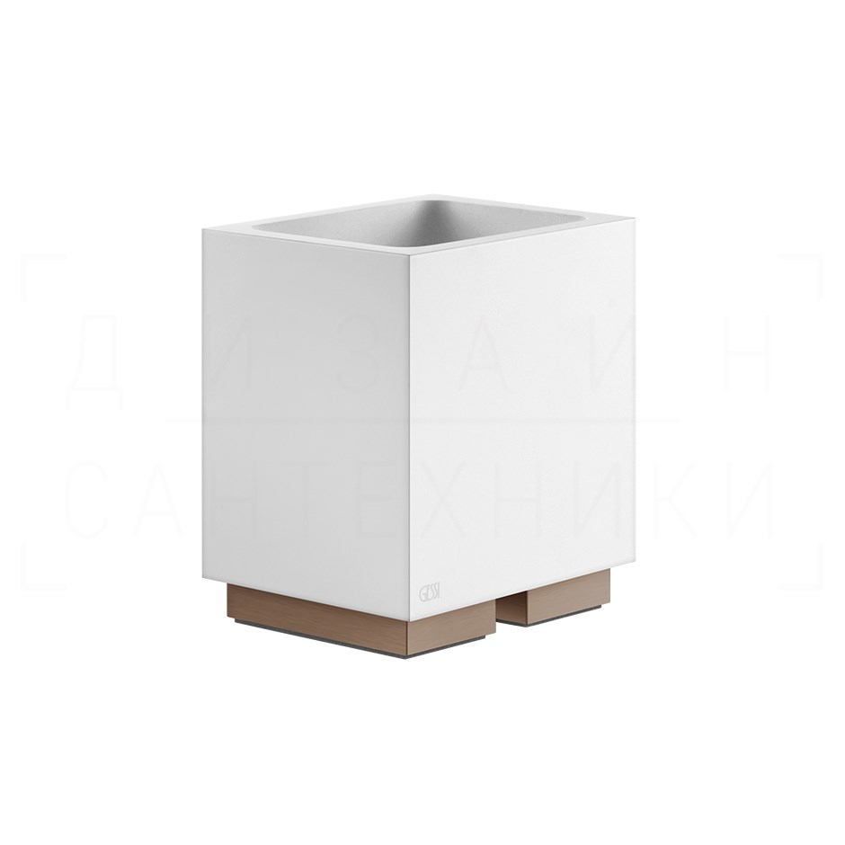 Gessi Inverso/Rettangolo Стакан настольный, керамический Neolite, цвет: white/copper brushed PVD 20831#708