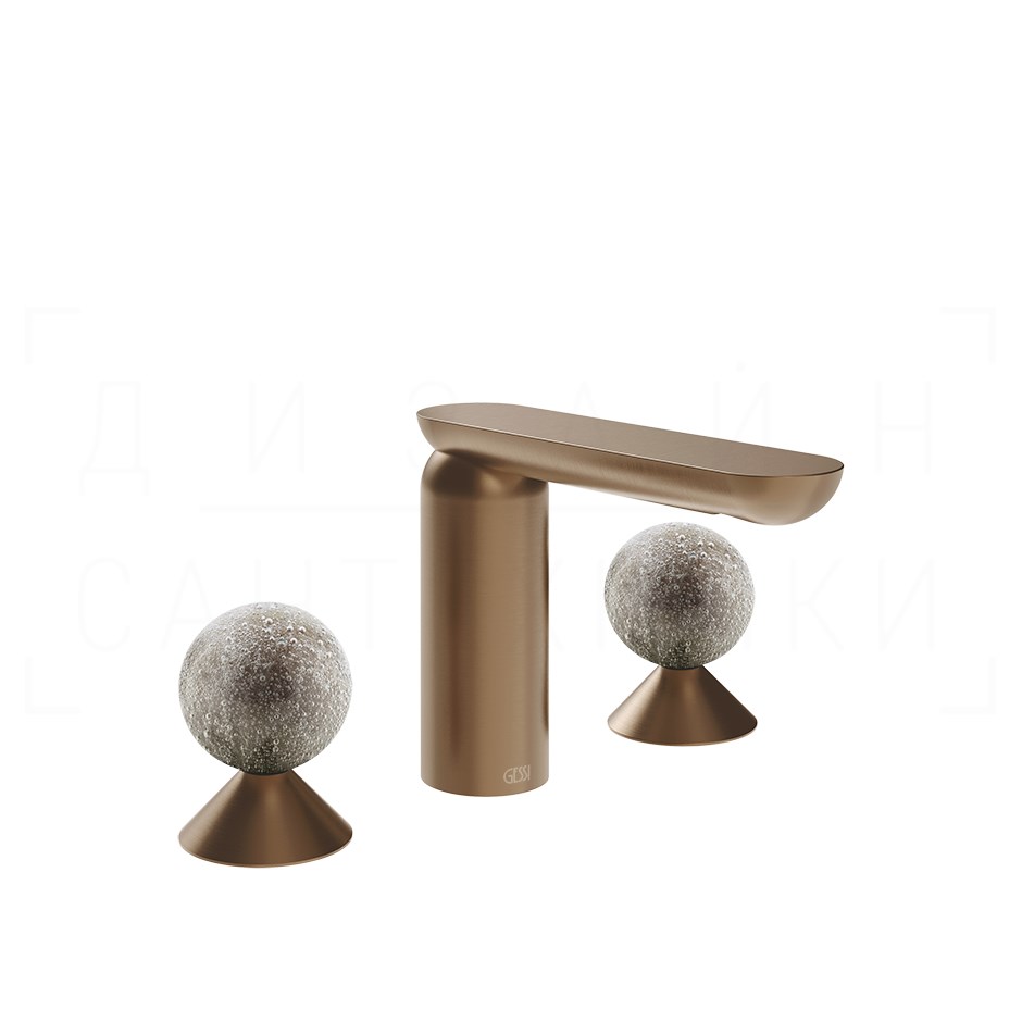 Gessi Perle Смеситель для раковины на 3 отв., без д/к, излив 13,2 см, цвет: copper brushed PVD 74665#708