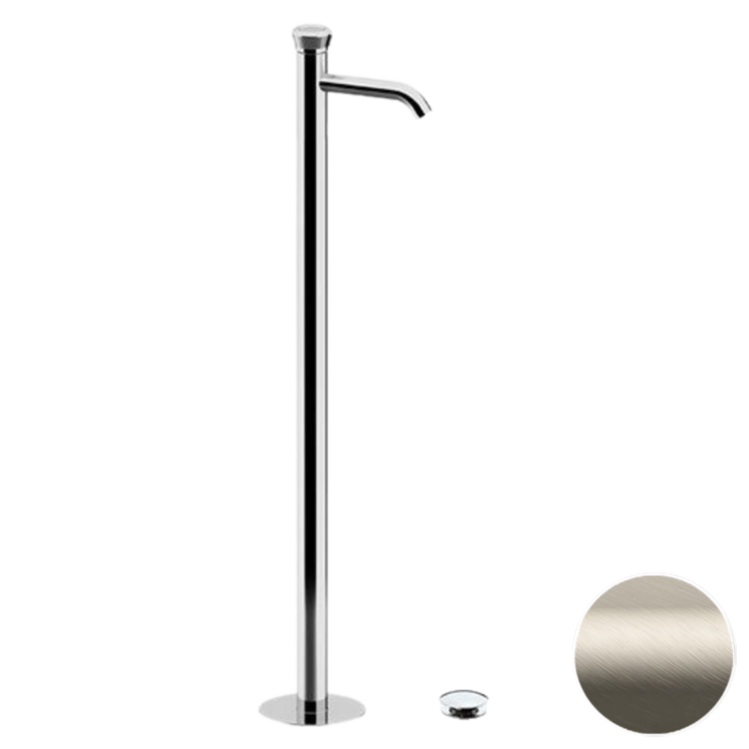 Remer Element Смеситель для раковины напольный, д/к, излив 18 см, цвет: visual inox ET18XV