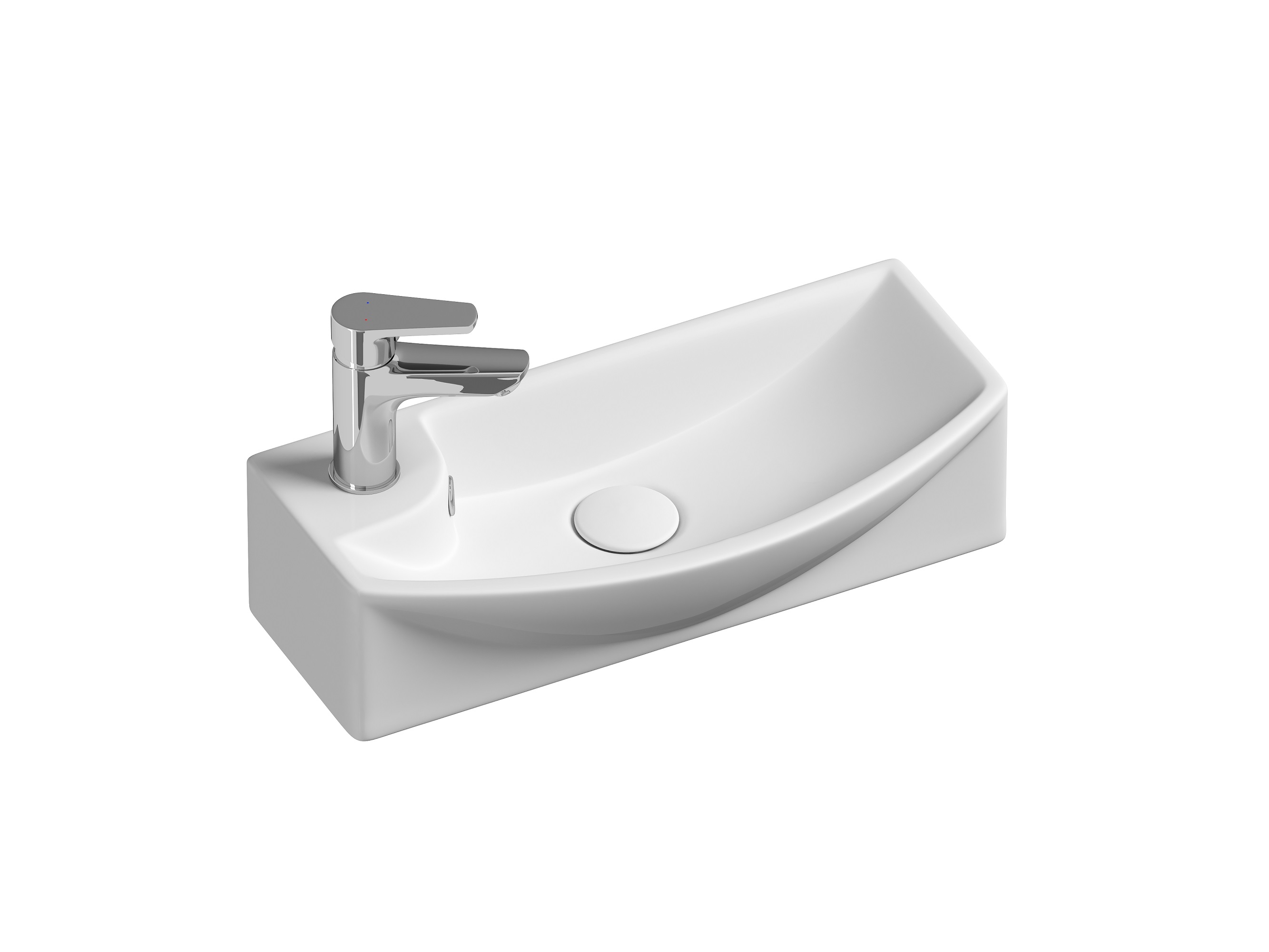 Ceramicanova Element Раковина подвесная 45,5х22 см, с переливом, смес. слева, цвет: белый глянц. CN6038R