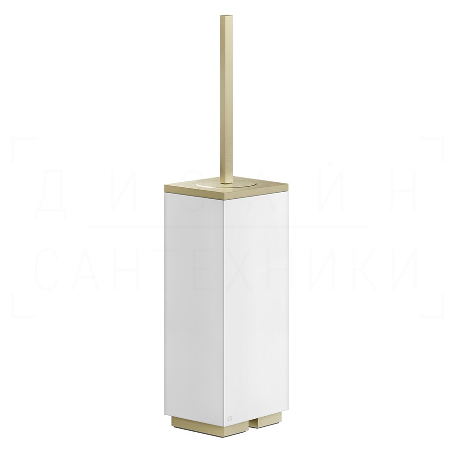 Gessi Inverso/Rettangolo Ершик для унитаза напольный, колба Neolite, цвет: white/brushed brass PVD 20843#727