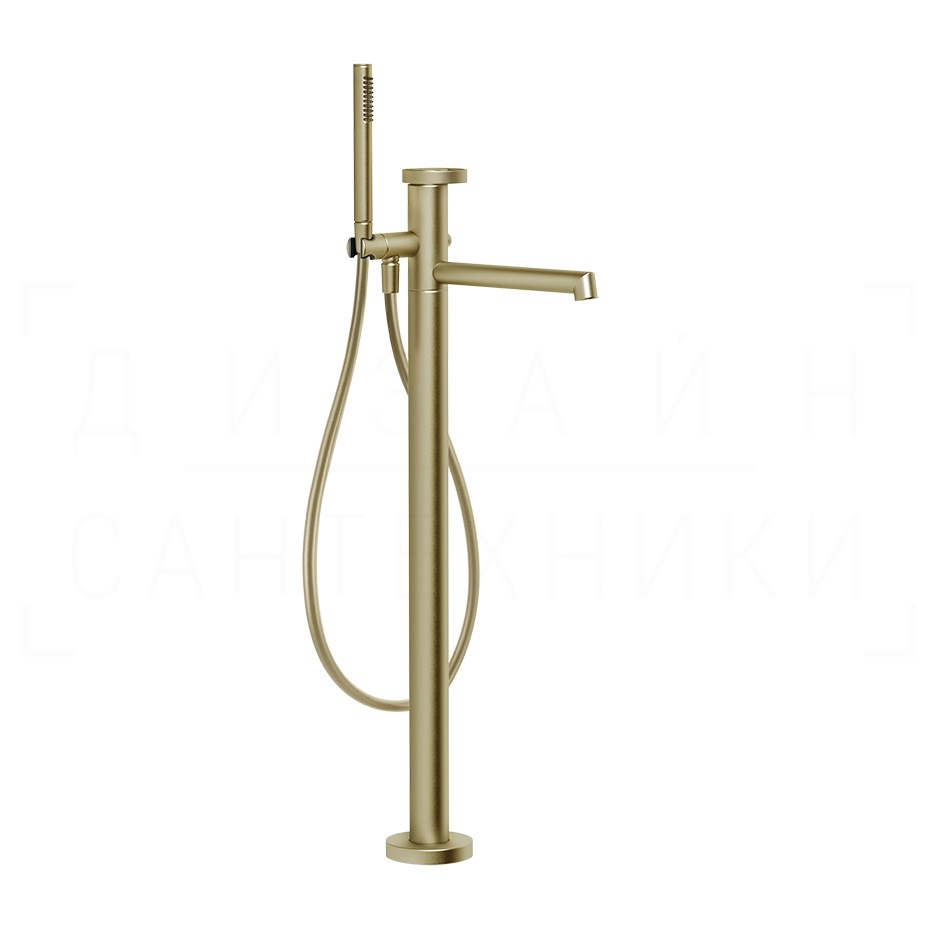 Gessi Anello Смеситель для ванны напольный, с душевым гарнит., излив 26 см, цвет: brushed brass PVD 63328#727
